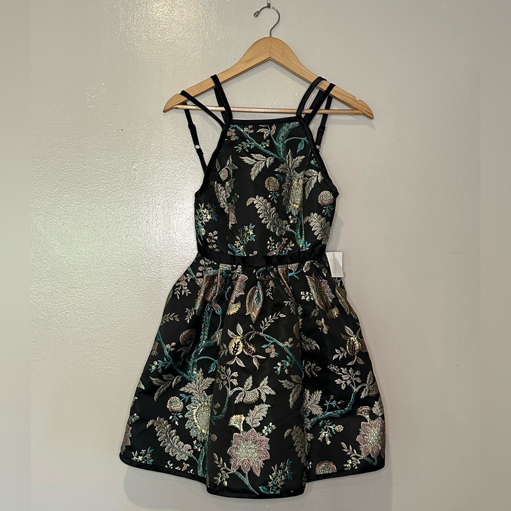 Urban Outfitters Motif Floral Embroidered Black Dress